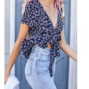 Brandy Melville Top - Cora Top in Black Flowers